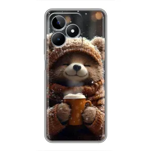 Друкований чохол 'Звірята з кавою' для Realme C53 (Ведмедик з кавою)