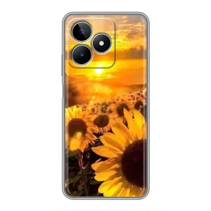 Чехол с Цветами для Realme C53 (поле подсолнухов)