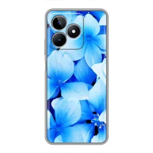 Силиконовый бампер с принтом (цветочки) на Реалми с53 (Синие цветы)