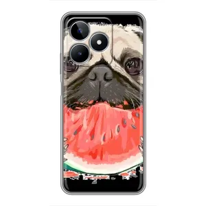 Чохол (ТПУ) Милі песики для Realme C53 (Смішний Мопс)