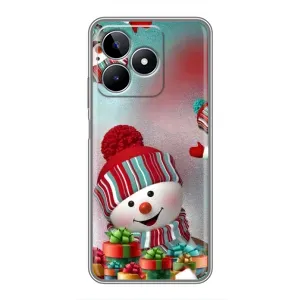 Чехлы на Новый Год Realme C53 (Снеговик в шапке)
