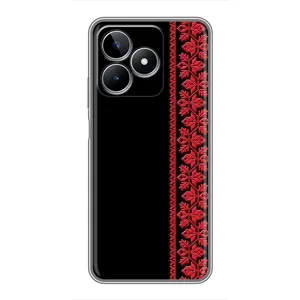 Силиконовый Чехол на Realme C53 с картинкой Вышиванки (Вышиванка на черном)