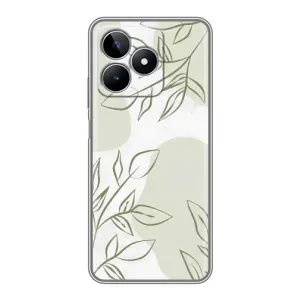 Чехол цветочный дизайн для Realme C53 (Зелёный дизайн)