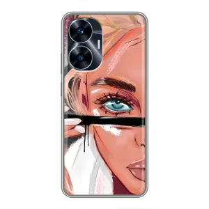 Силиконовый Чехол на Realme C55 с картинкой Стильных Девушек (Девушка и ресницы)
