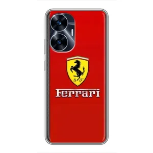 Силиконовый бампер с картинкой машины на Realme C55 (Ferrari Logo)