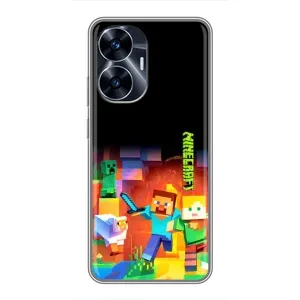Чехлы для Realme C55 (Персонажи Майн Крафт) (Герой Майнкрафт)