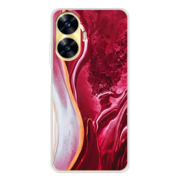 Чехол с рисунком «Красный мрамор» для Realme C55