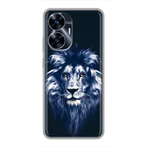 Чехол с картинкой на Realme C55 (Лев - синий)
