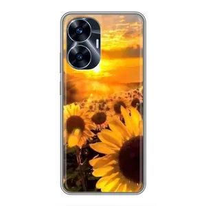 Чехол с Цветами для Realme C55 (поле подсолнухов)