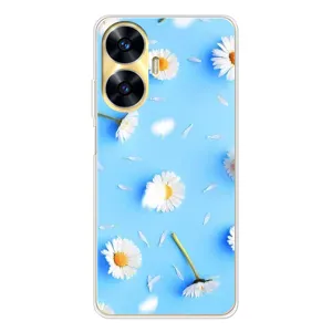 Чехол с Цветами для Realme C55 (ромашки на голубом)