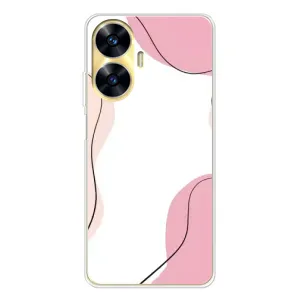 Чехол цветочный дизайн для Realme C55 (Розовый фон)