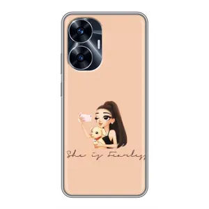 Силиконовый Чехол на Realme C55 с картинкой Стильных Девушек (С собакой)