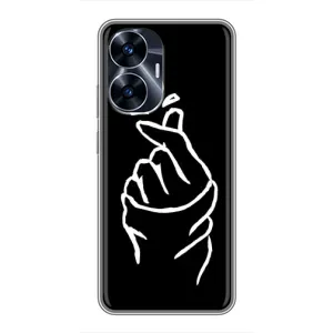Чехлы (Знак сердечка) на Realme C55 (Сердце на черном)