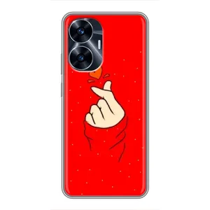 Чехлы (Знак сердечка) на Realme C55 (Сердце на красном)