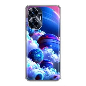Чехлы КОСМОС для Realme C55 (Синие планеты)