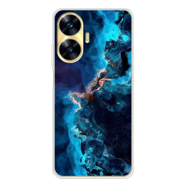 Чехол с рисунком «Синий мрамор» для Realme C55