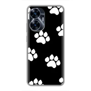 Бампер для Realme C55 с картинкой "Песики" (Следы собак)