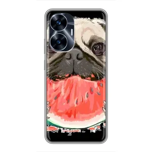 Чехол (ТПУ) Милые собачки для Realme C55 (Смешной Мопс)