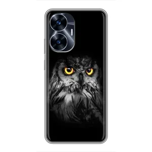Чехлы с принтом СОВЫ для Realme C55 (Сова на чёрном)