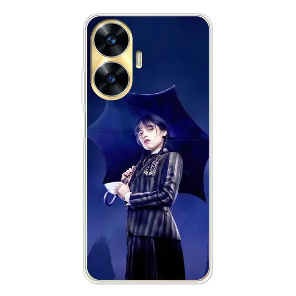 Чехол с рисунком «Уэнсдей с зонтом» для Realme C55