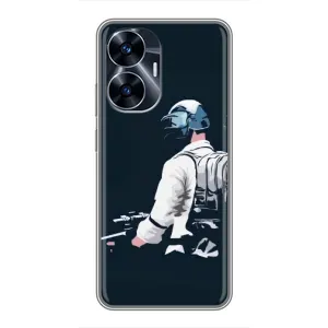 Силиконовый чехол с картинкой "Герой Pubg" на Realme C55 (В экиперовке)