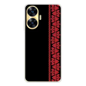 Силиконовый Чехол на Realme C55 с картинкой Вышиванки (Вышиванка на черном)