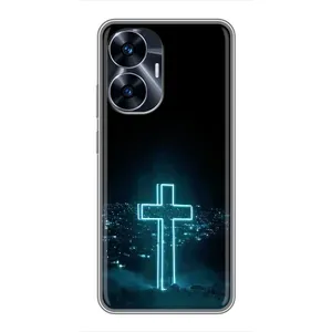 Чехлы для Реалми с55 (Крест Иисуса) (Яркий Крест)