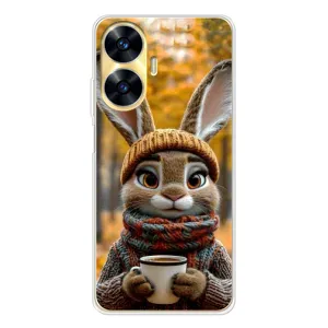 Печатный чехол «Зверята с кофе» для Realme C55 (Зайчик с кофе)