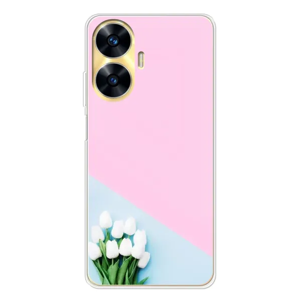 Чехол с рисунком «Белые тюльпаны» для Realme C56