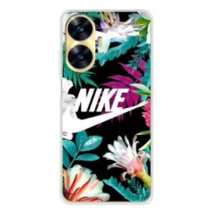 Силиконовый Чехол на Realme C56 с картинкой Nike (Цветочный Nike)