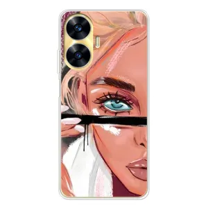 Силиконовый Чехол на Realme C56 с картинкой Стильных Девушек (Девушка и ресницы)