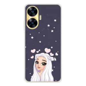 Чехол Стильные девушки на Realme C56 (Девушка и сердечки)