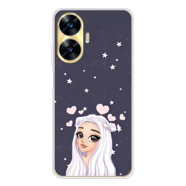 Чехол с рисунком «Девушка и сердечки» для Realme C56 Чехол с рисунком «Девушка и сердечки» для Realme C56