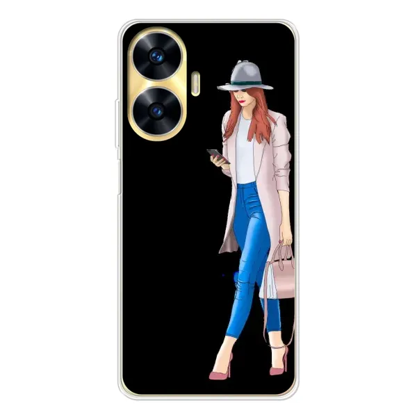Чехол с рисунком «Девушка со смартфоном» для Realme C56 Чехол с рисунком «Девушка со смартфоном» для Realme C56