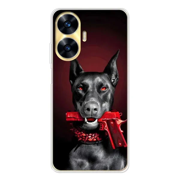 Чехол с рисунком «Доберман злой» для Realme C56 Чехол с рисунком «Доберман злой» для Realme C56