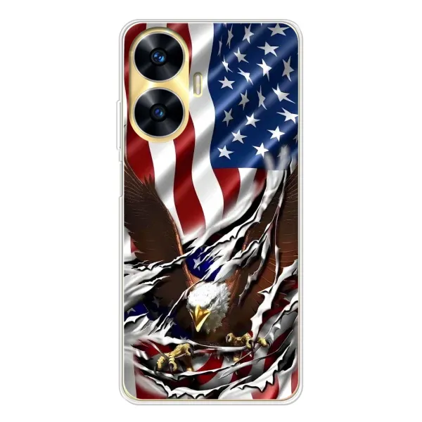 Чехол с рисунком «Флаг USA» для Realme C56 Чехол с рисунком «Флаг USA» для Realme C56