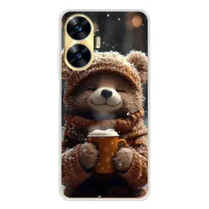 Печатный чехол «Зверята с кофе» для Realme C56 (Медвежонок с кофе)