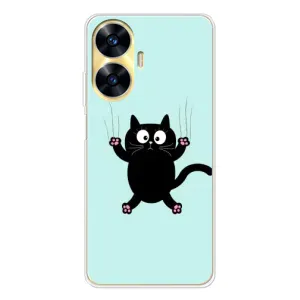 Силиконовый чехол с котиком для Realme C56 (Падающий кот)
