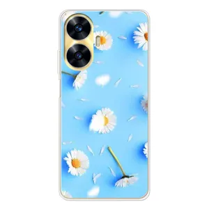 Чохол з Квітами для Realme C56 (ромашки на блакитному)