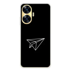 Чехол с картинками на черном фоне для Realme C56 (Самолетик)