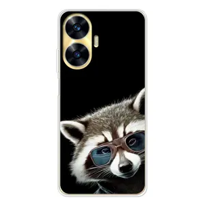 Силиконовый Чехол с Енотами на Realme C56 (Стильный Енот)