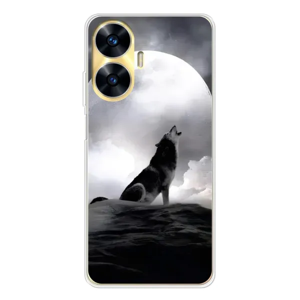 Чехол с рисунком «Волк и луна» для Realme C56 Чехол с рисунком «Волк и луна» для Realme C56
