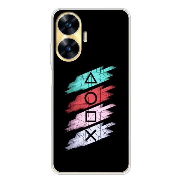 Чехол с рисунком «Значки Sony» для Realme C56 Чехол с рисунком «Значки Sony» для Realme C56