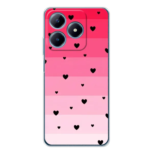 Чехол с рисунком «Чорные сердечки» для Realme C61 Чехол с рисунком «Чорные сердечки» для Realme C61