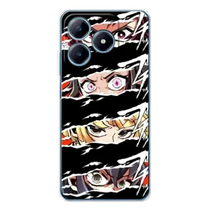 Силиконовые чехлы с глазами Anime для Реалми С61 (Глаза на чорном)