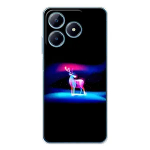 Силиконовый бампер с картинкой животных для Realme C61 (Яркий олень)