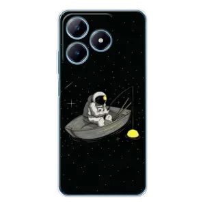 Силиконовый Чехол с принтом "Космонавты" на Realme C63 4G (Космонавт на рыбалке)