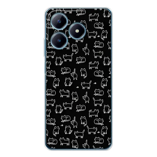 Чехол с рисунком «Котики на черном» для Realme C63 4G Чехол с рисунком «Котики на черном» для Realme C63 4G