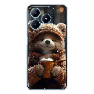 Печатный чехол «Зверята с кофе» для Realme C63 4G (Медвежонок с кофе)