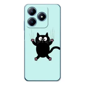 Силиконовый чехол с котиком для Realme C63 4G (Падающий кот)